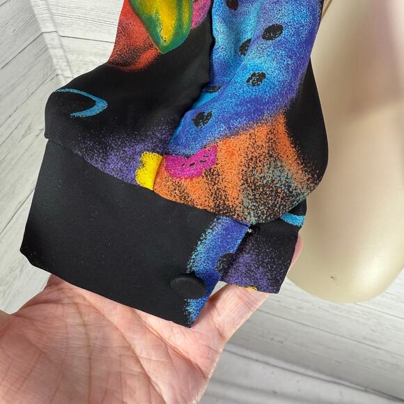 VTG Hot stuff Y2K small black floral tie crop women blouse Fairycore whimsygoth - Picture 4 of 8